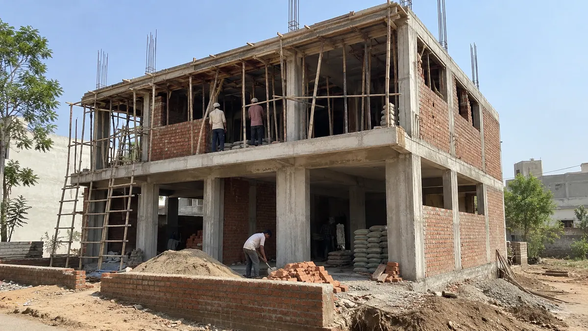 Commercial building structure under construction in Kota