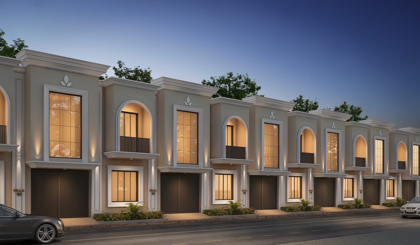 Gated community row house villas architectural facade elevation